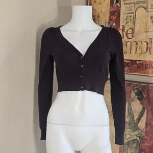 Vintage Y2K/10s Anthropologie Moth Cropped Princess Sleeve Cut Out Cardigan XS